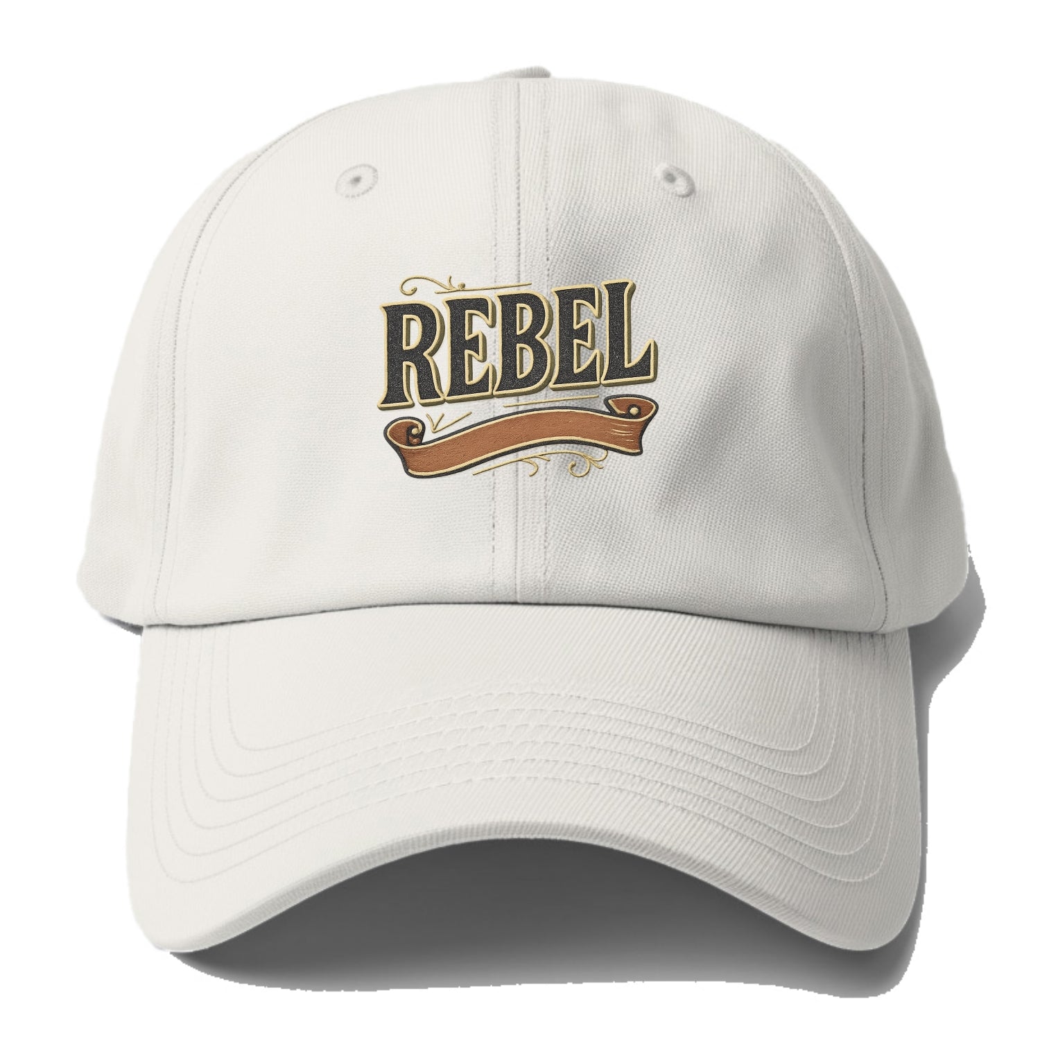 Bold typography design - "REBEL" - nonconformist, rule breaker, independent thinker - Baseball Cap - Off White