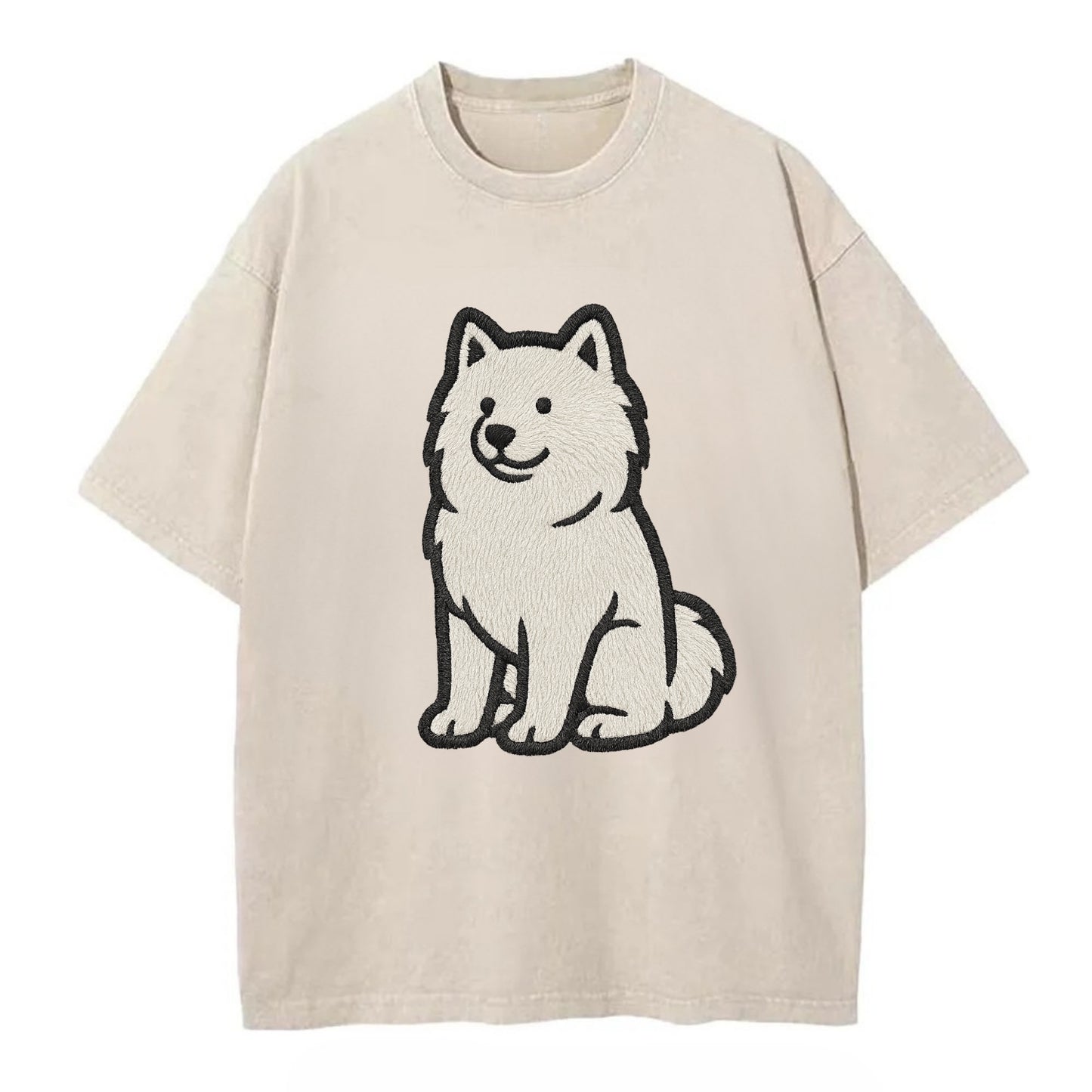 Samoyed - White fluffy embroidered desig Vintage T-shirt - Off White