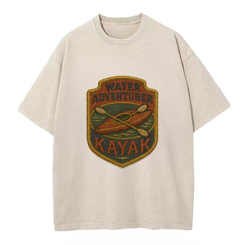 Kayak with paddle - water adventurer - Vintage T-shirt