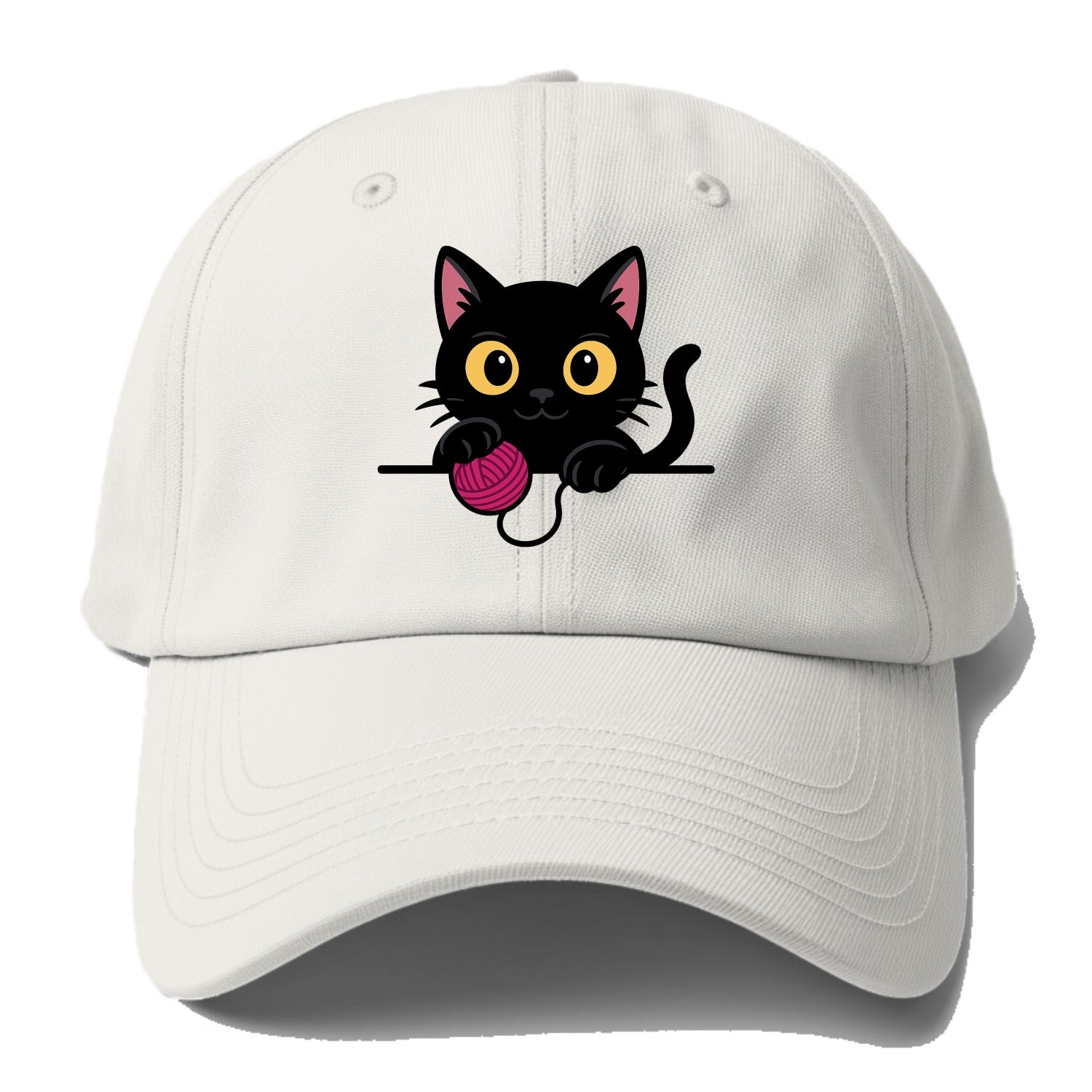Midnight the black cat tapping the ledge rhythmically with one bright - Baseball Cap For Big Heads - Off White