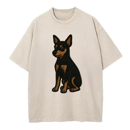 Miniature Pinscher - Black and tan sitti Vintage T-shirt - Off White