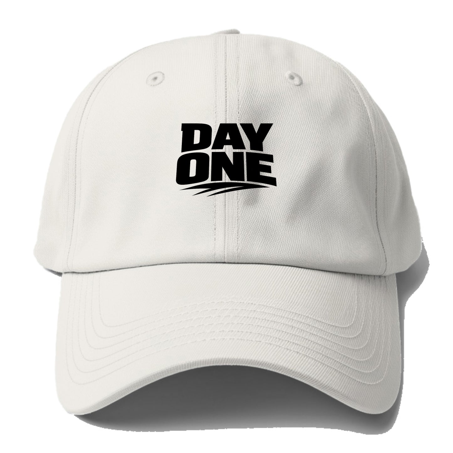 Bold typography design - "DAY ONE" - original friend, from the start - Baseball Cap - Off White