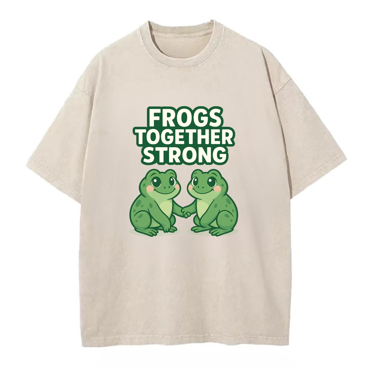 Frogs Together Strong 2 - Vintage T-shirt - Off White