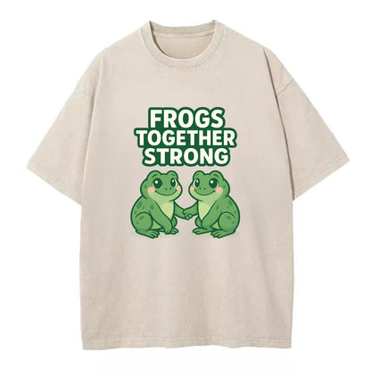 Frogs Together Strong 2 - Vintage T-shirt - Off White