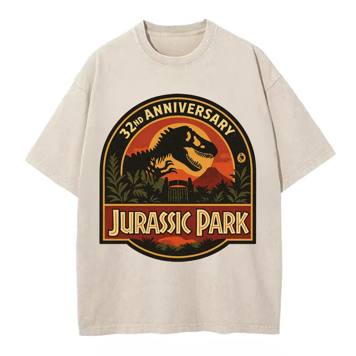 Jurassic Park 32nd Anniversary - Vintage T-shirt - Off White