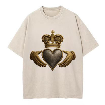 Claddagh Symbol  - Vintage T-shirt - Off White