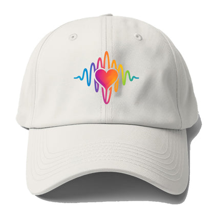 Love Frequency - Sound waves in rainbow Baseball Cap - Off White