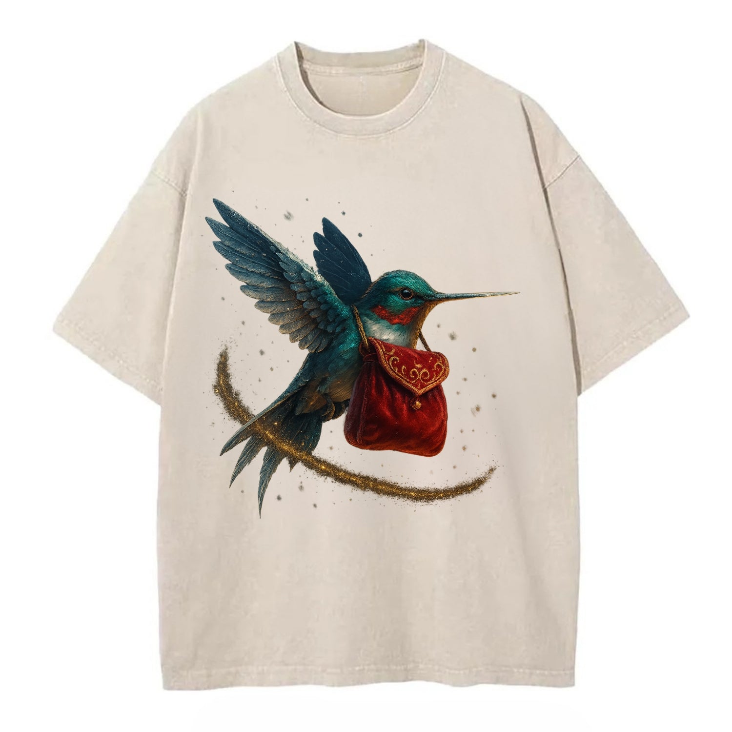 Frostbite Hummingbird Courier  - Vintage T-shirt - Off White
