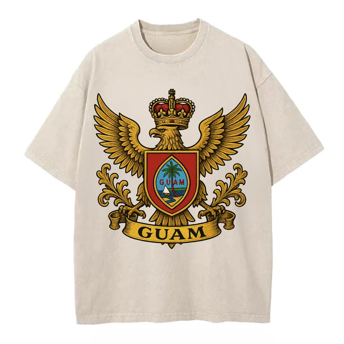 Guam Heritage Badge  - Vintage T-shirt - Off White