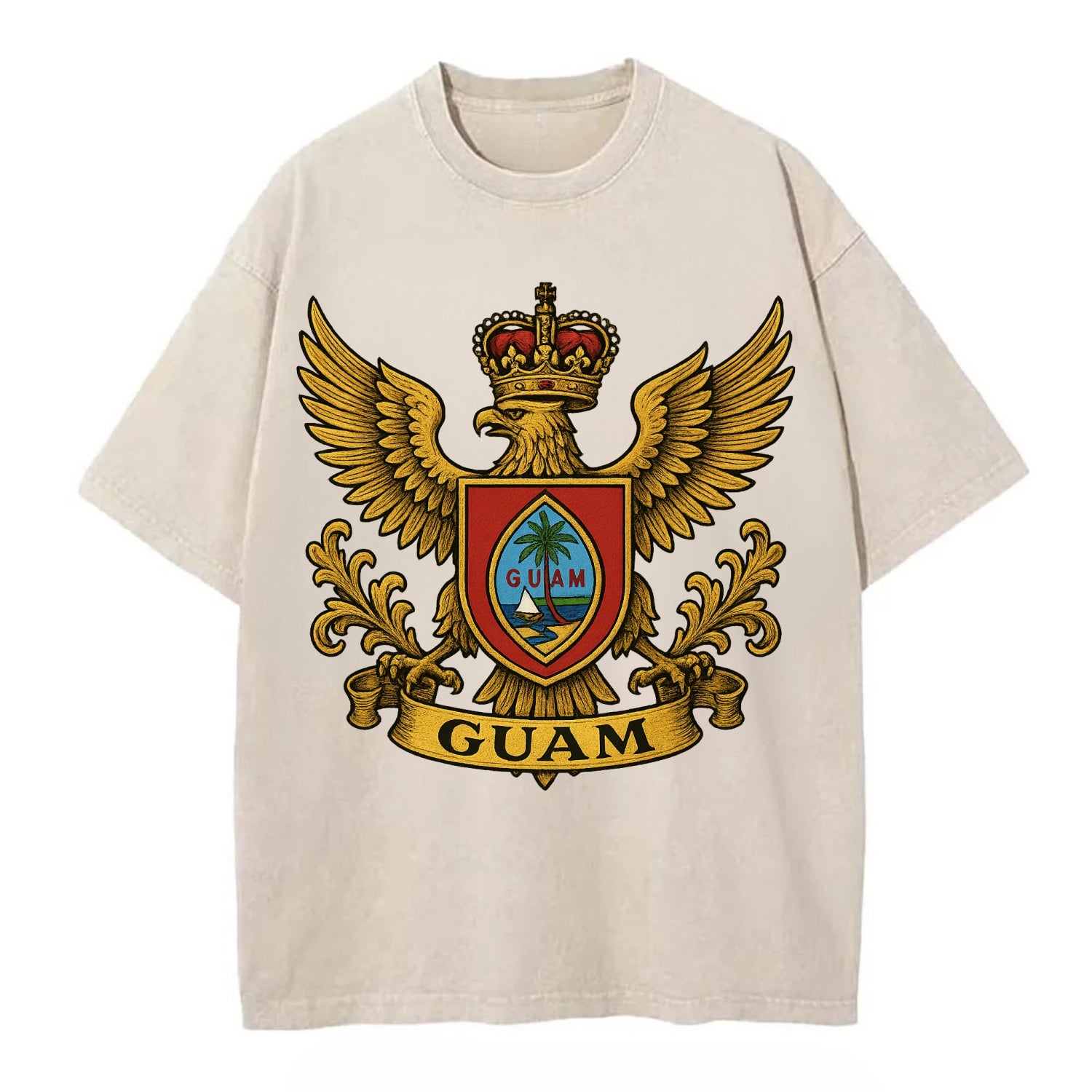 Guam Heritage Badge  - Vintage T-shirt - Off White