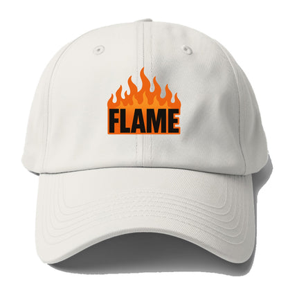 Bold typography design - "FLAME" - burning bright, passionate - Baseball Cap For Big Heads - Off White