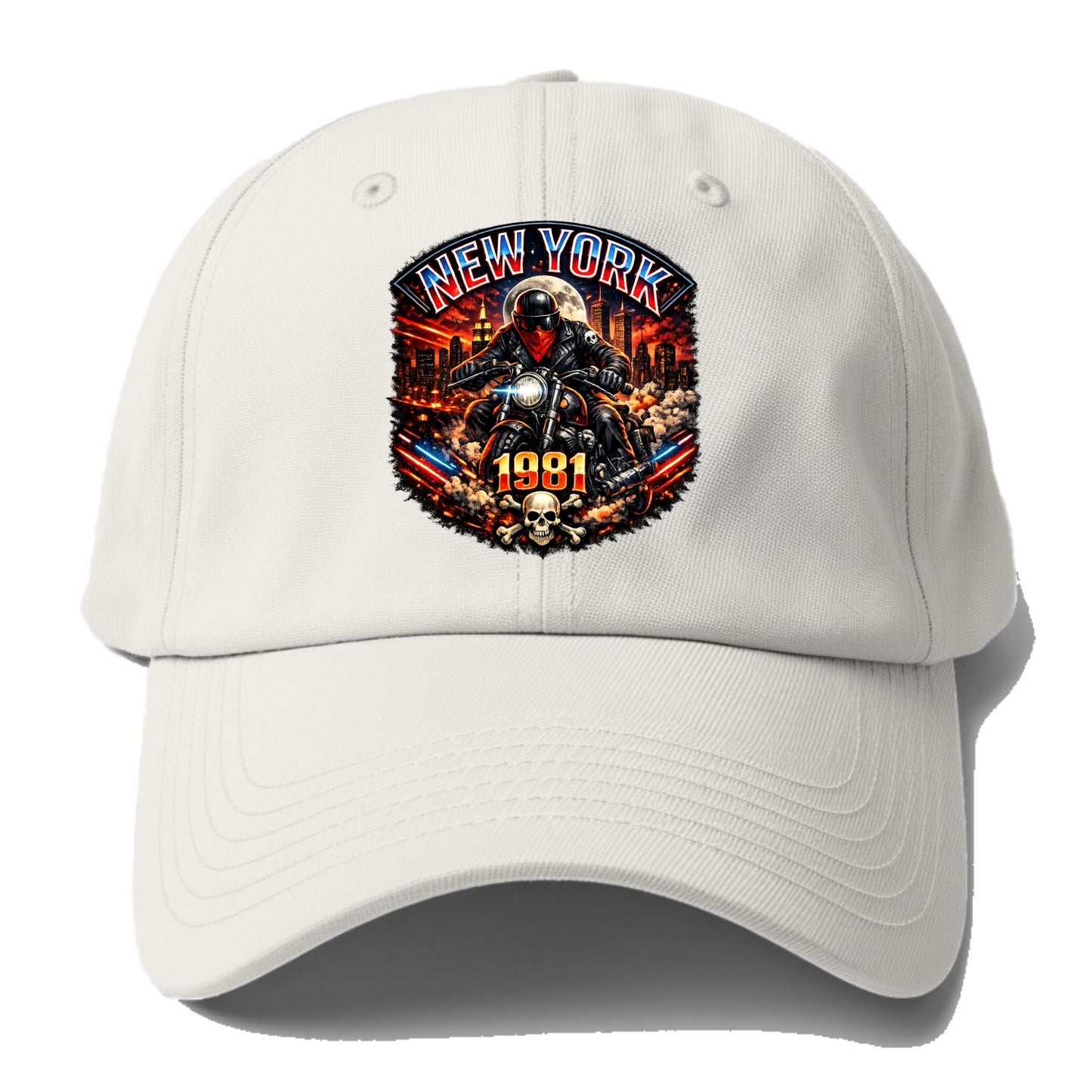 New York 1981 Biker - Baseball Cap For Big Heads - Off White
