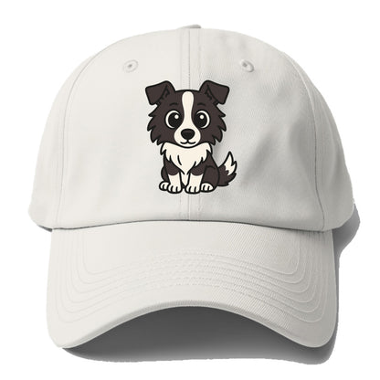 Border Collie - Intense stare sitting pose - Baseball Cap - Off White