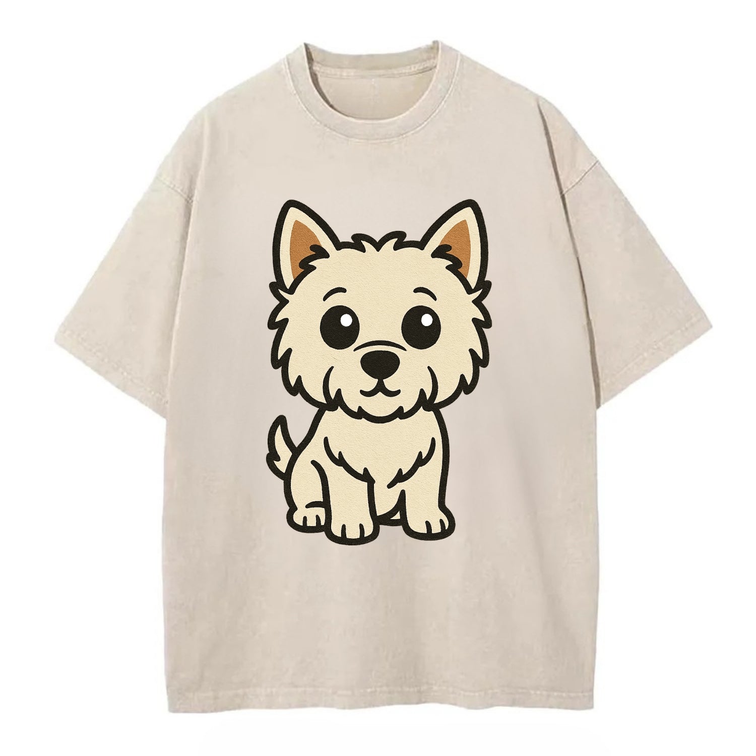 West Highland White Terrier - Alert standing pose - Vintage T-shirt - Off White