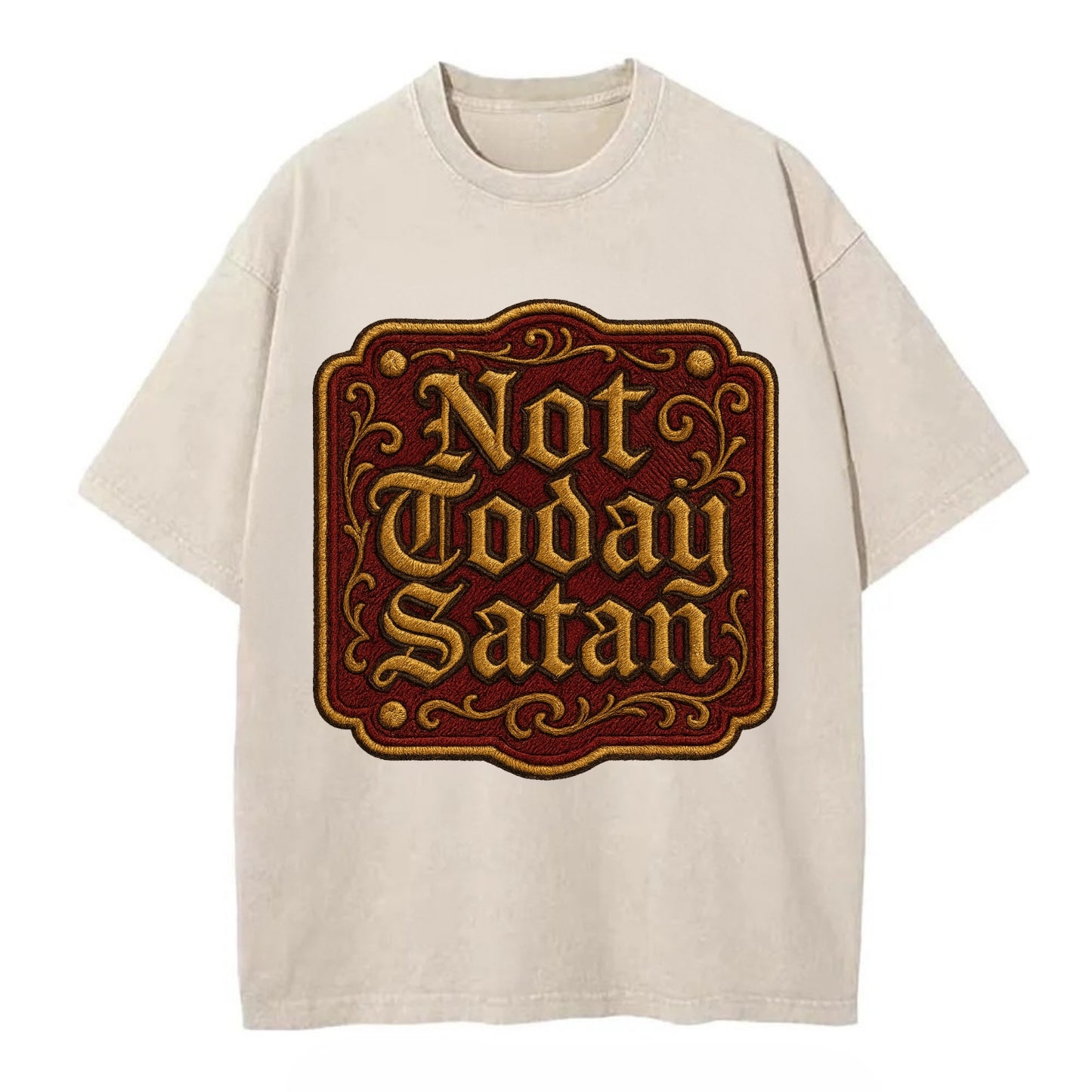 Not Today Satan  - Vintage T-shirt - Off White