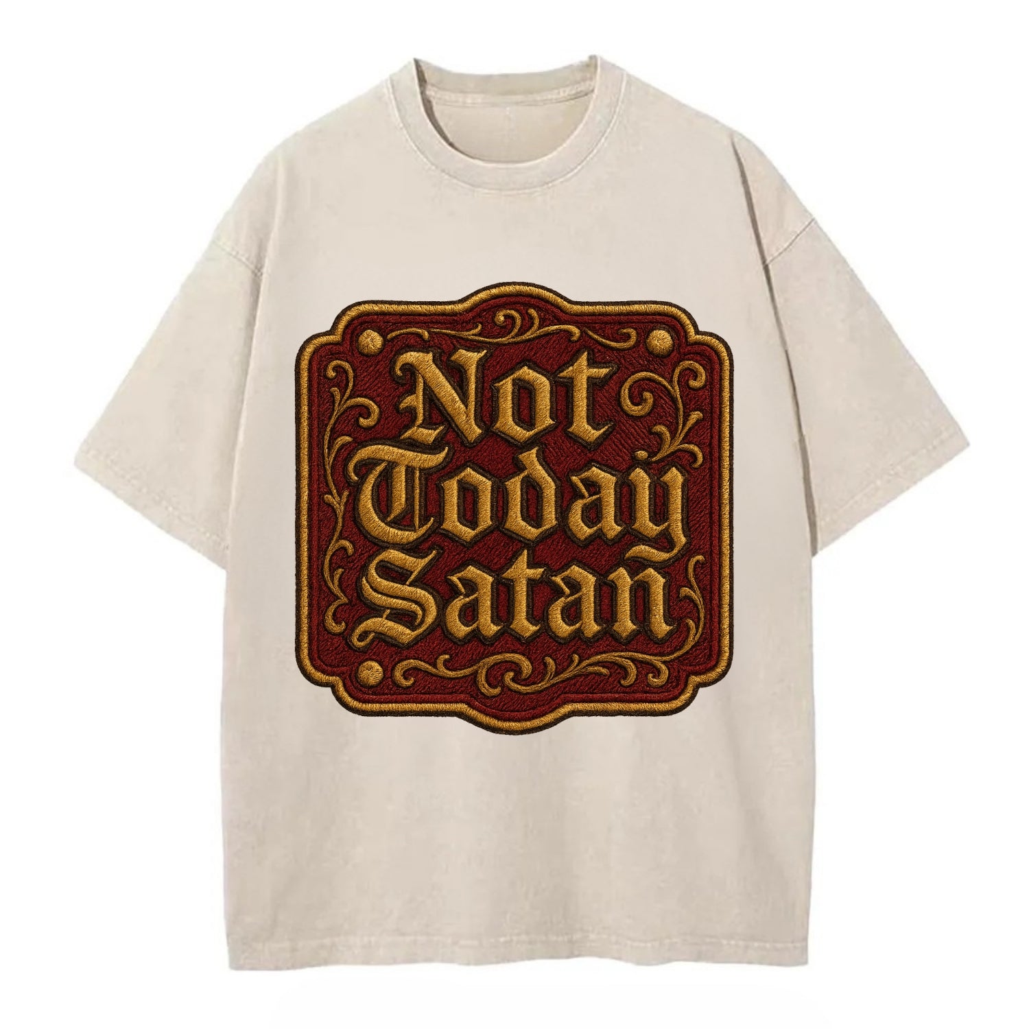 Not Today Satan  - Vintage T-shirt - Off White