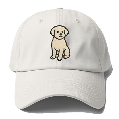 Maltipoo - White curly sitting pose - Ba Baseball Cap For Big Heads - Off White