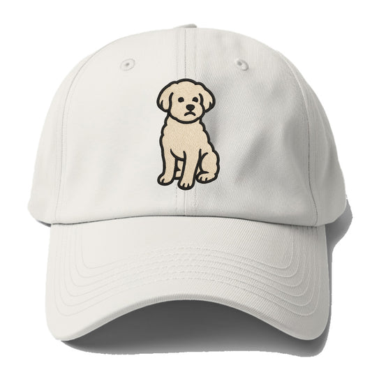 Maltipoo - White curly sitting pose - Ba Baseball Cap For Big Heads - Off White