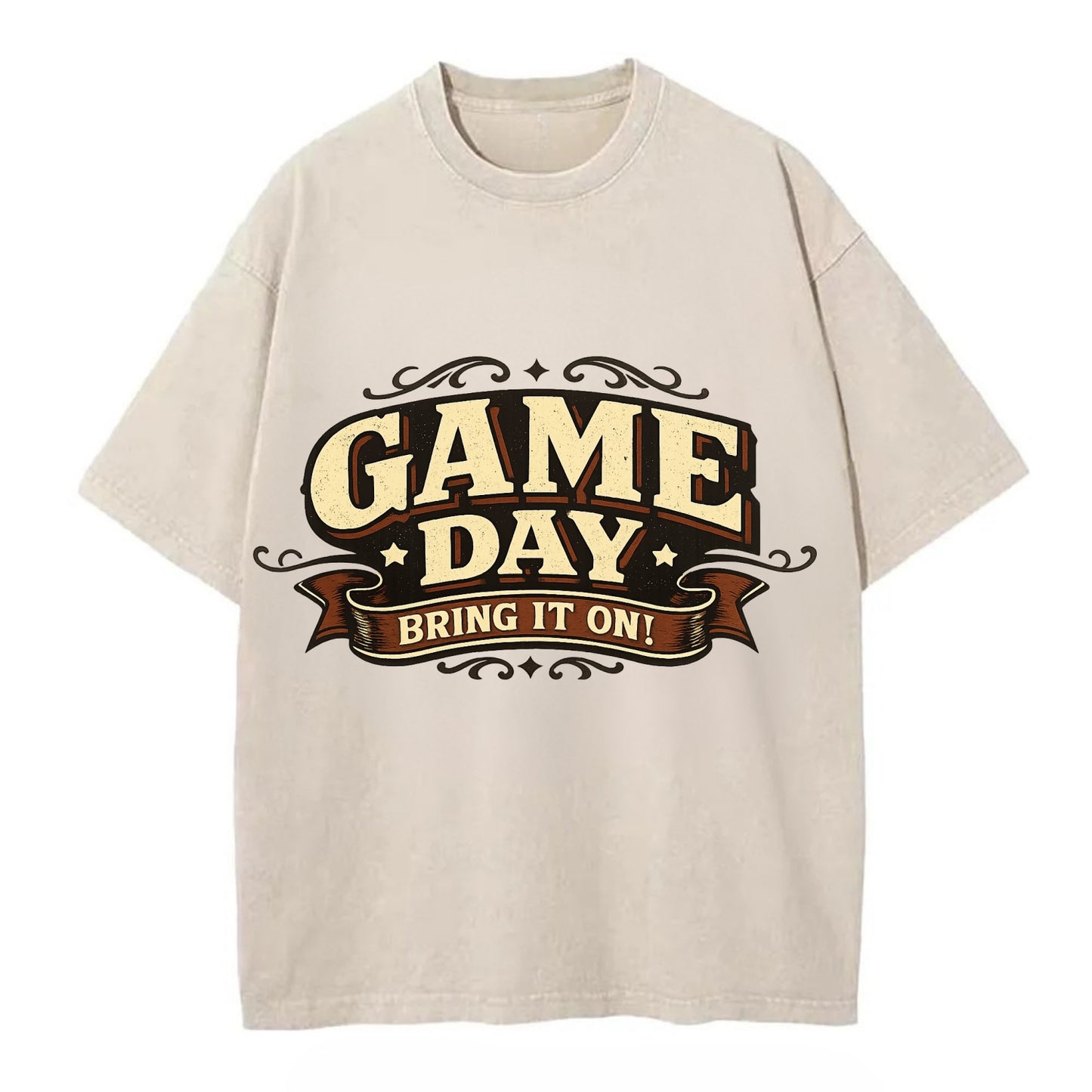 Bold typography design - "GAME DAY" - competition ready, bring it on - Vintage T-shirt - Off White