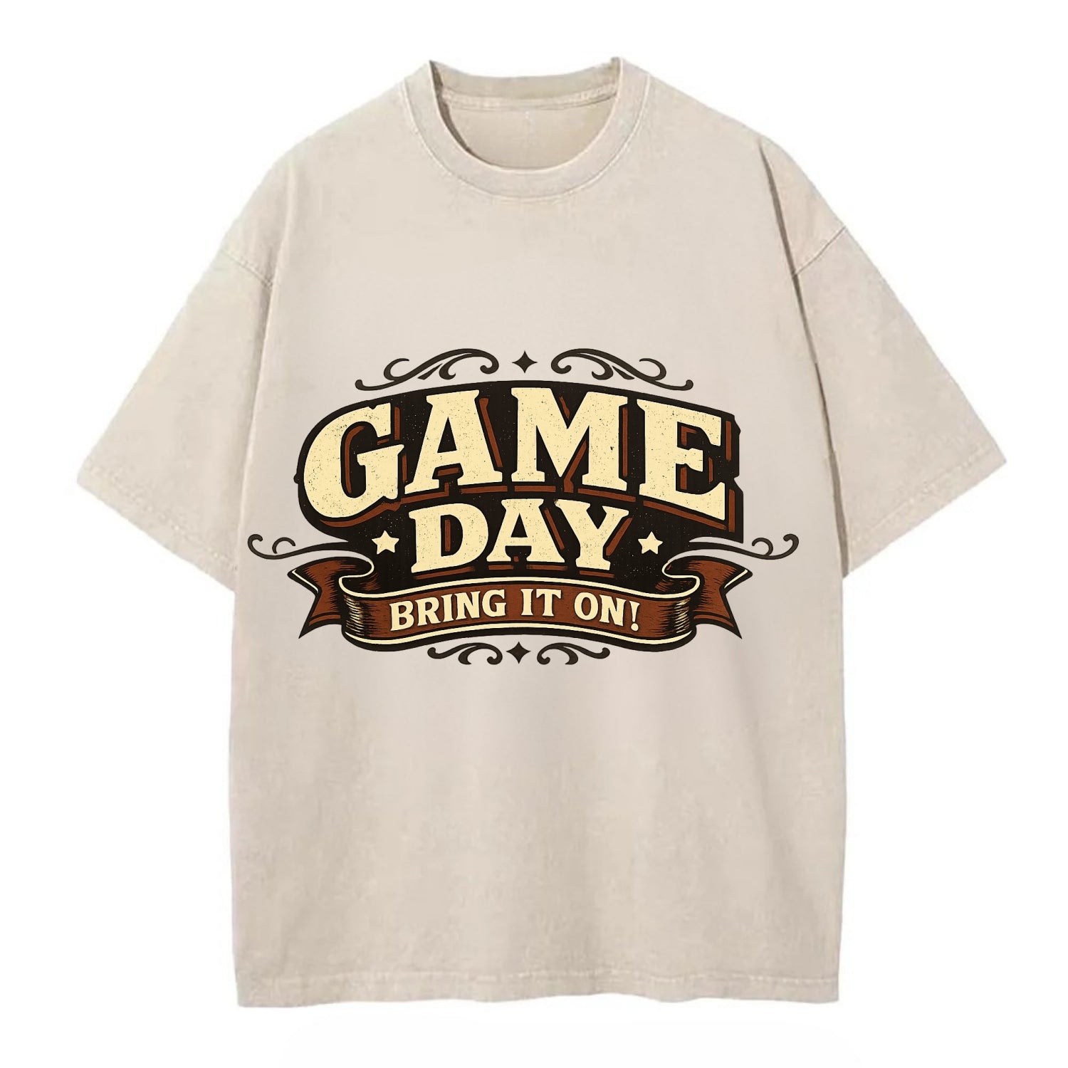 Bold typography design - "GAME DAY" - competition ready, bring it on - Vintage T-shirt - Off White
