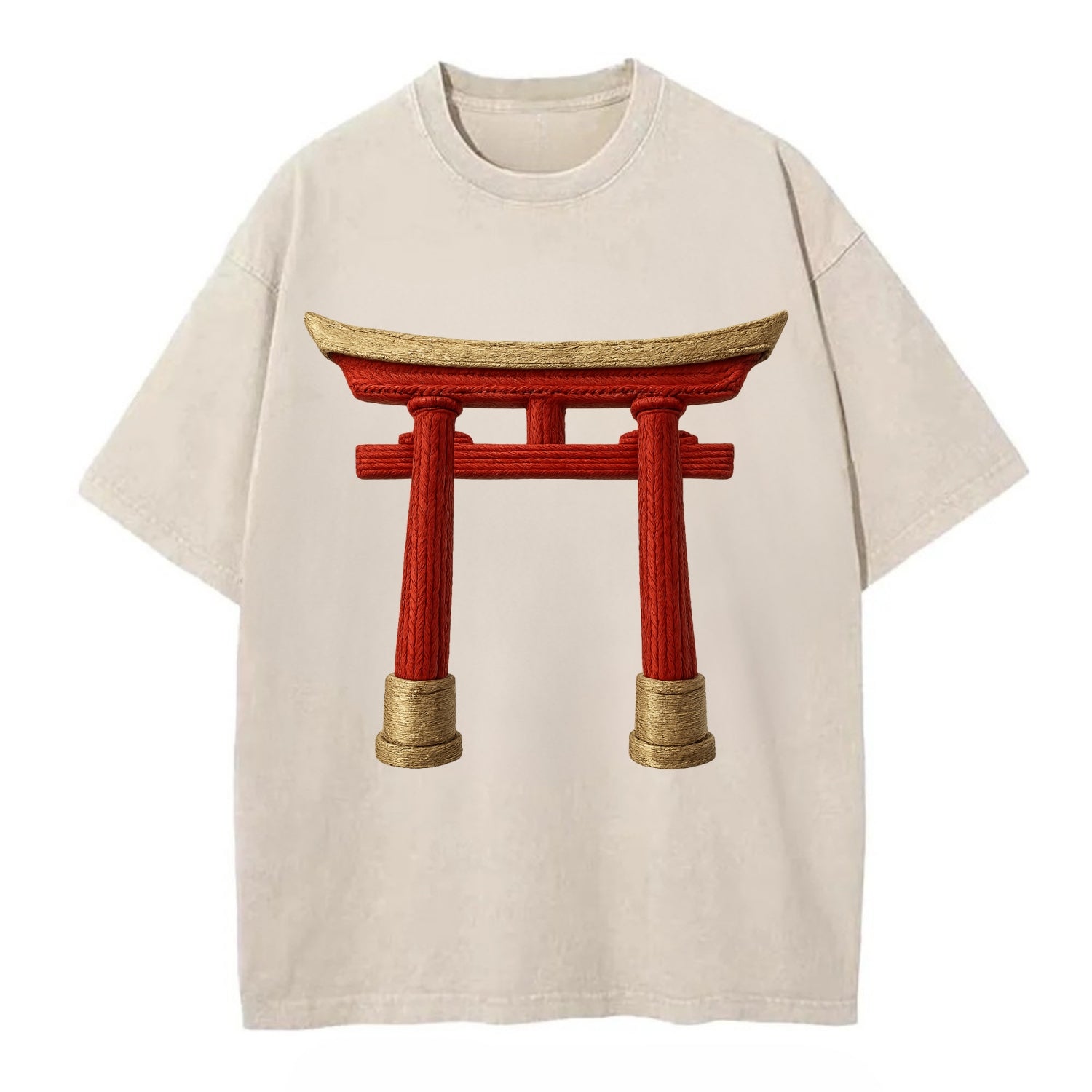 Japanese Torii Gate  - Vintage T-shirt - Off White