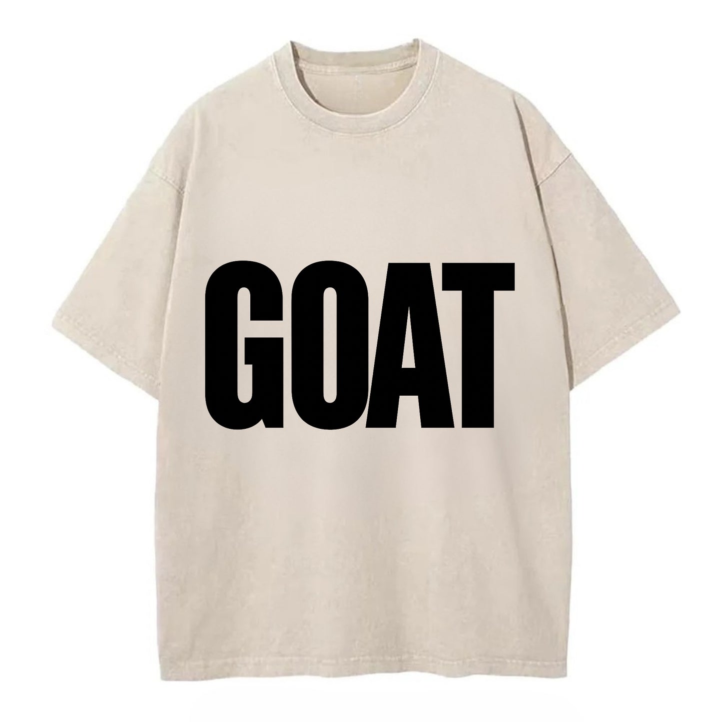 Bold typography design - "GOAT" - greatest of all time - Vintage T-shirt - Off White