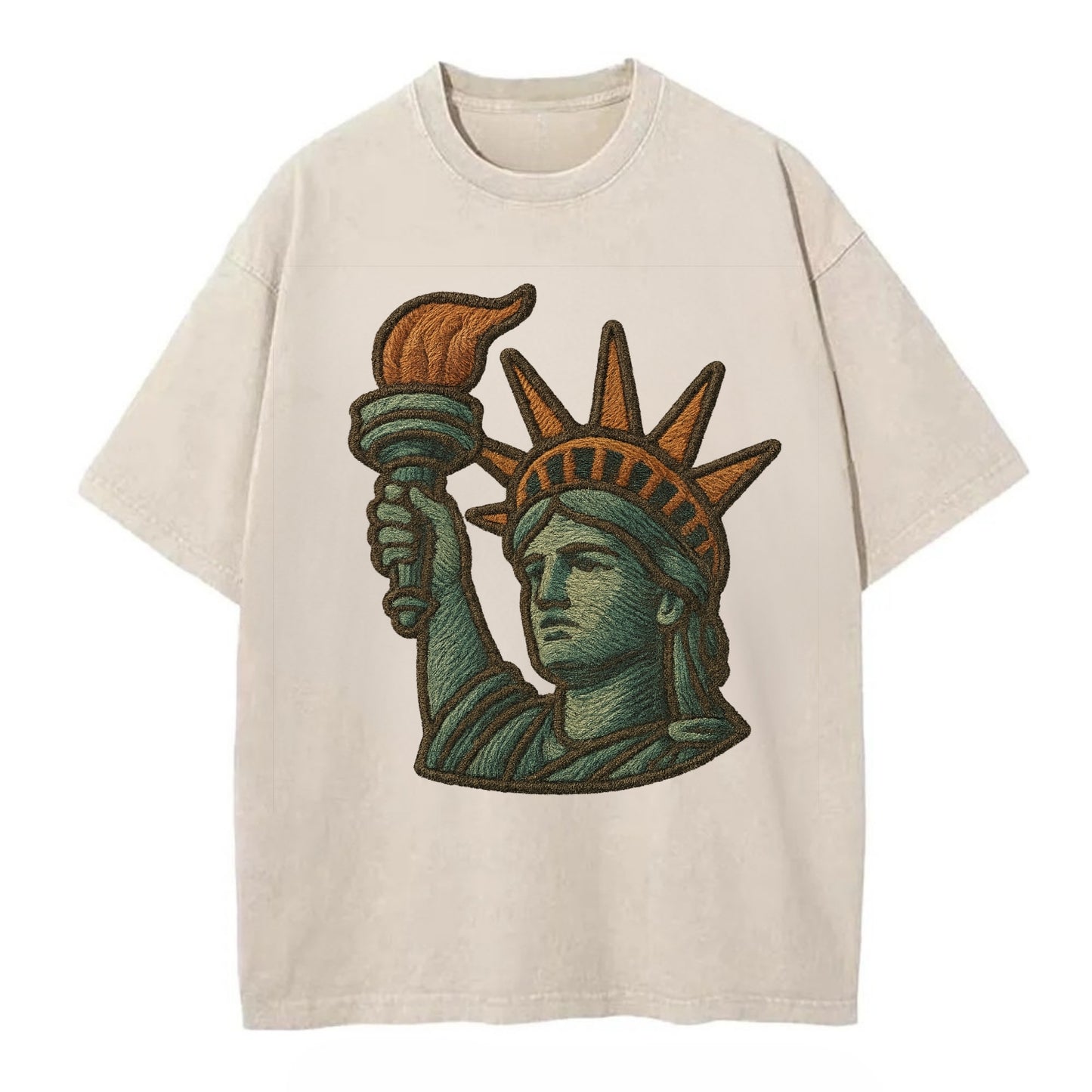 Statue of Liberty  - Vintage T-shirt - Off White