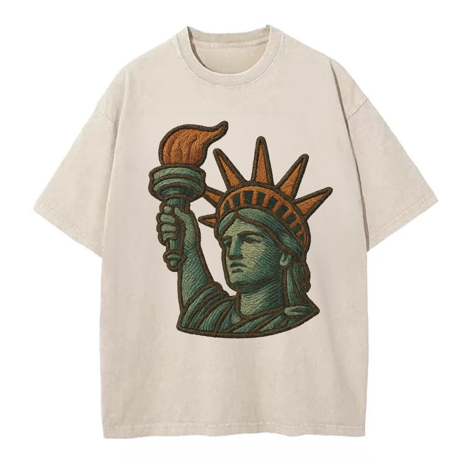 Statue of Liberty  - Vintage T-shirt - Off White