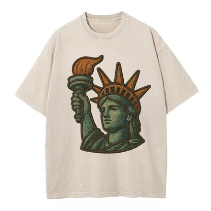 Statue of Liberty  - Vintage T-shirt - Off White