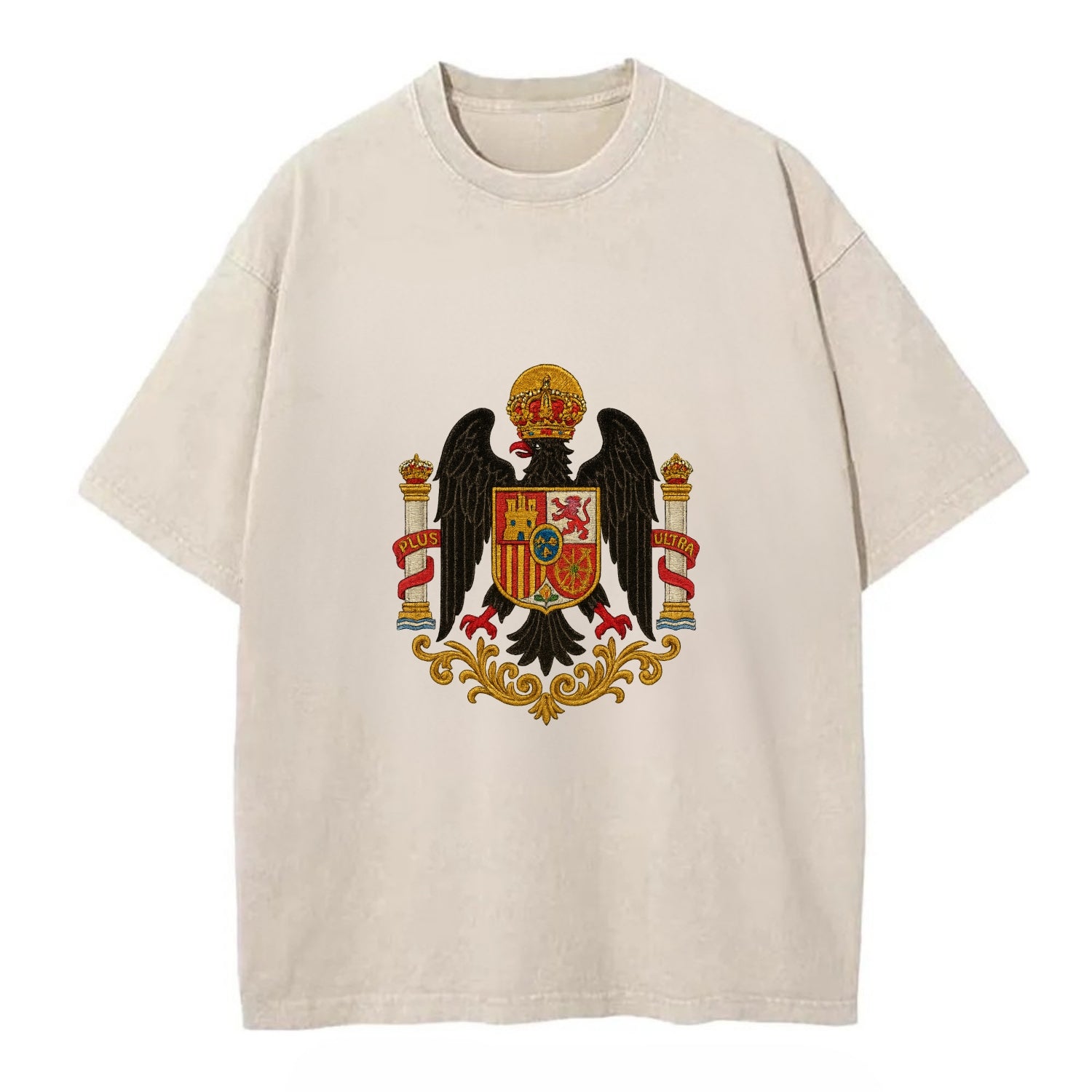 Imperial Eagle Of Spain Crest - Vintage T-shirt - Off White