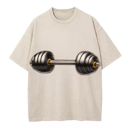 Embroidered patch design - WEIGHTLIFTING BARBELL - heavy barbell with plates in - Vintage T-shirt - Off White