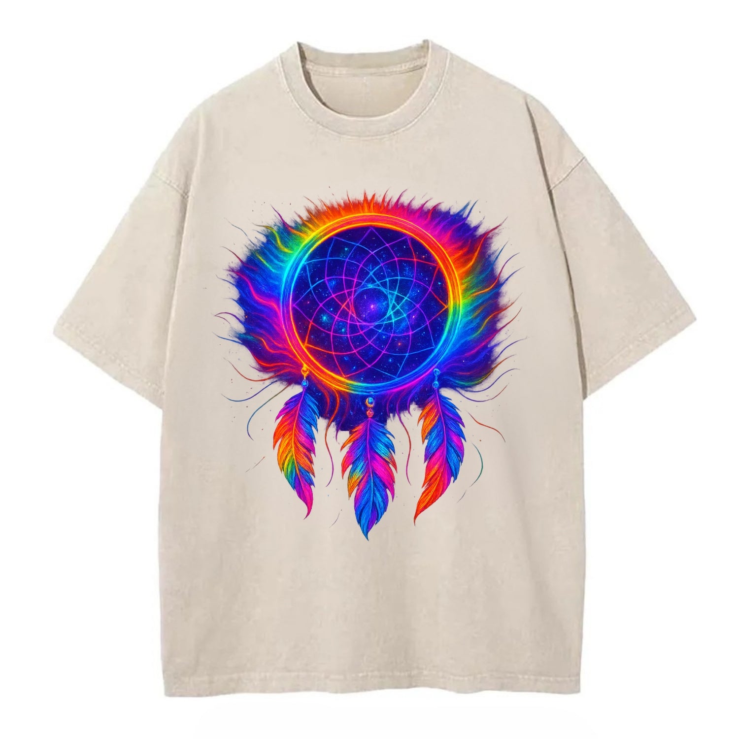 Dream Catcher Universe - Cosmic dreamcat - Vintage T-shirt - Off White