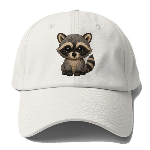 Baby Raccoon - gray fur, black mask, ringed tail, bright curious eyes, - Baseball Cap For Big Heads