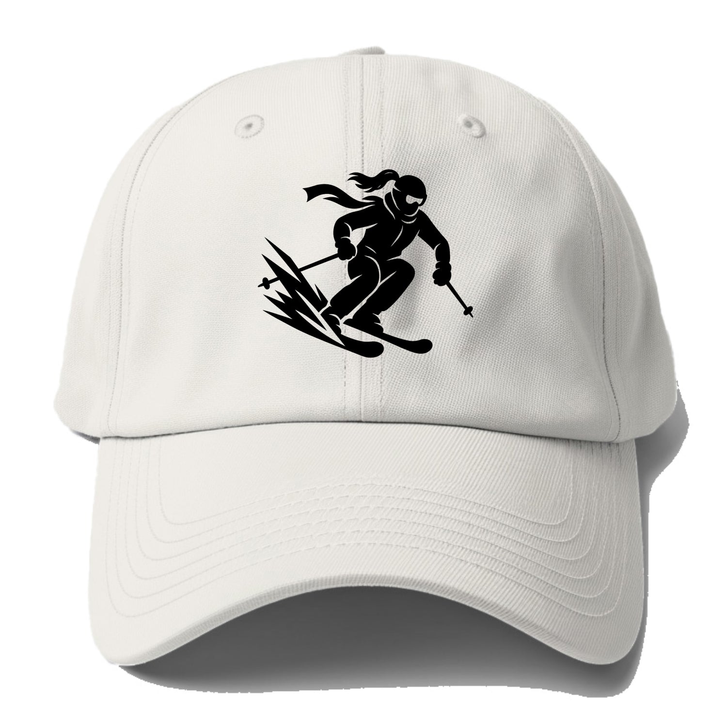 Skier carving down snowy slope - Baseball Cap - Off White