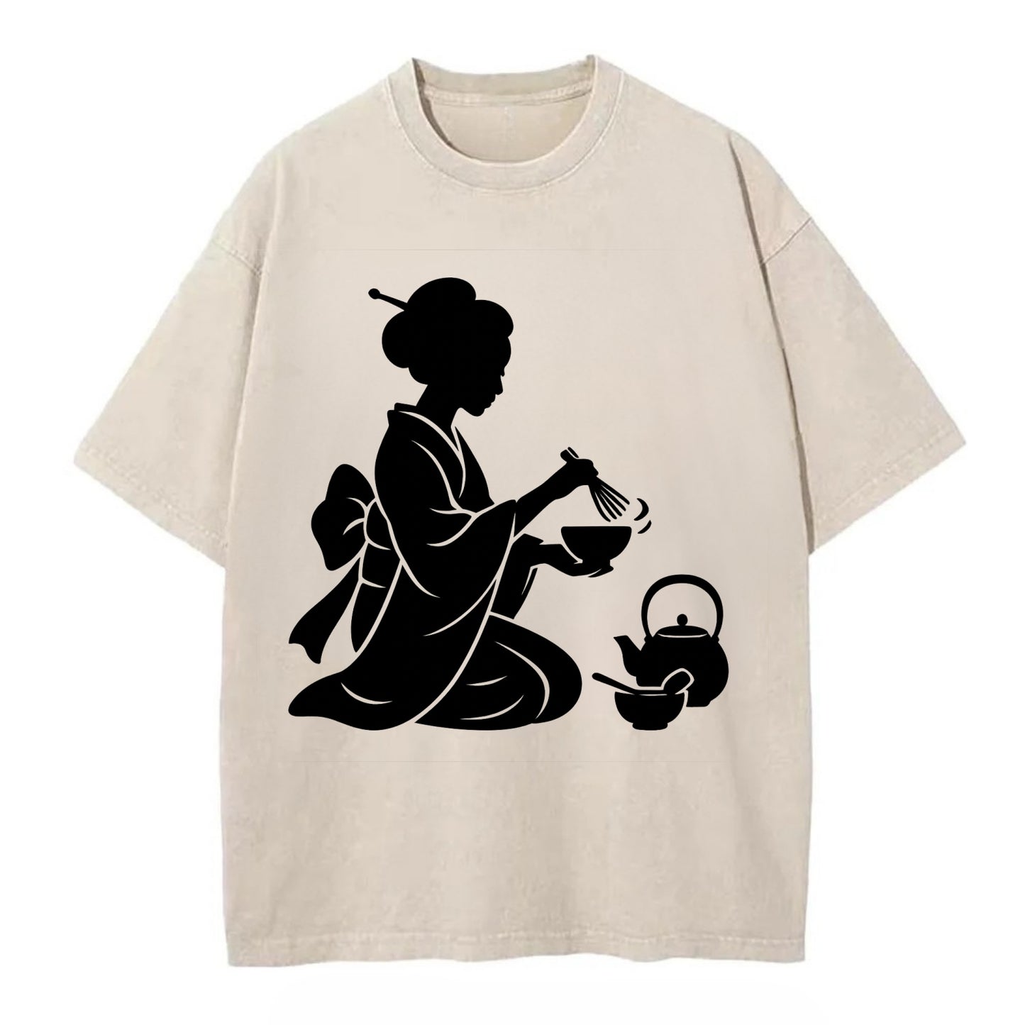 Geisha traditional tea ceremony - Vintage T-shirt - Off White