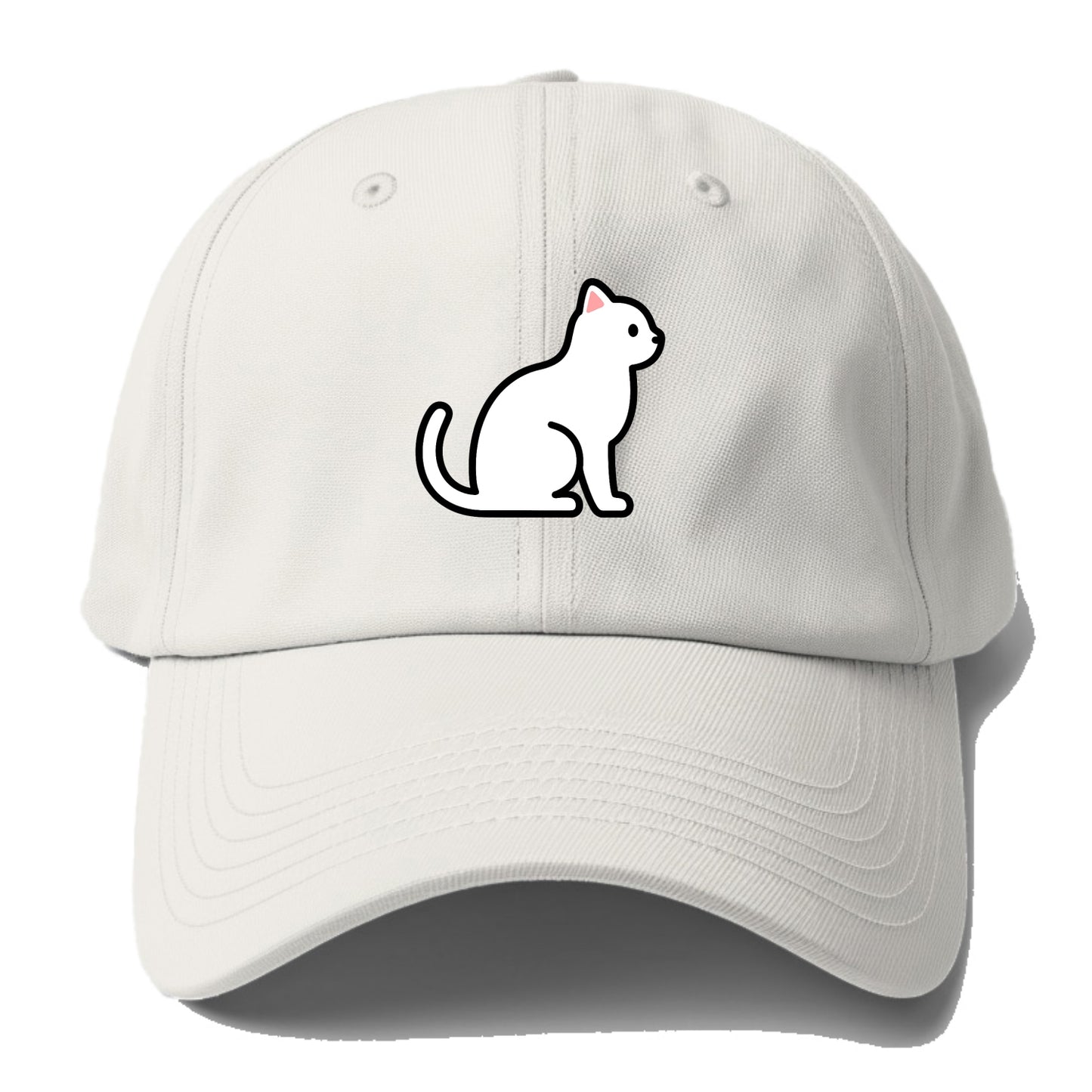Domestic Shorthair - White classic flat side profile - Baseball Cap For Big Heads - Off White