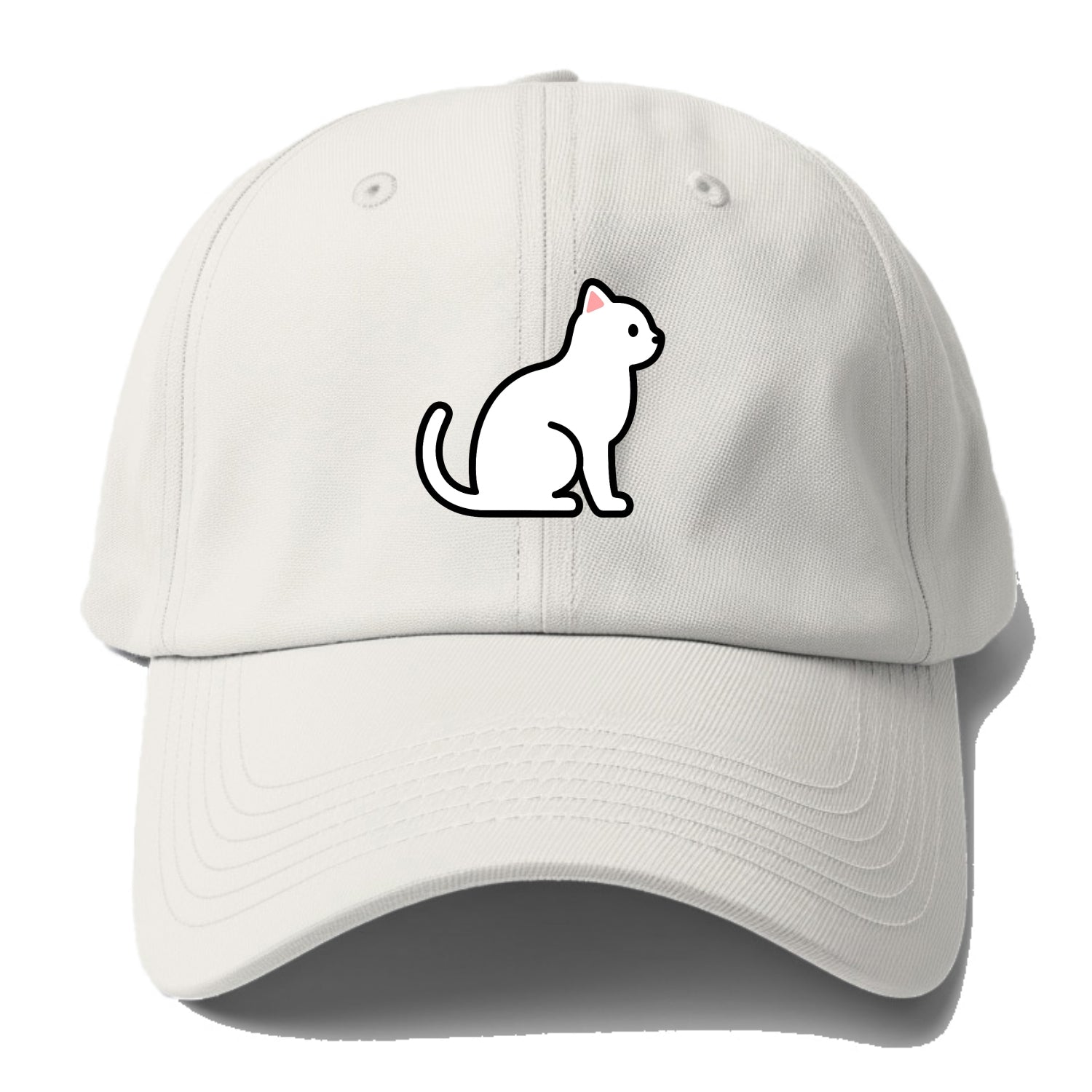 Domestic Shorthair - White classic flat side profile - Baseball Cap For Big Heads - Off White