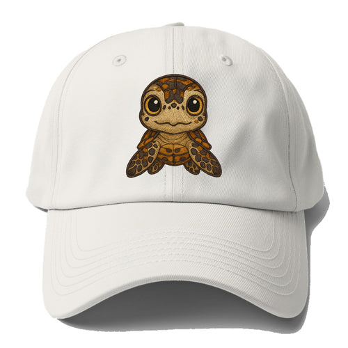 Baby Hawksbill Turtle - amber and brown shell pattern, curious golden - Baseball Cap For Big Heads