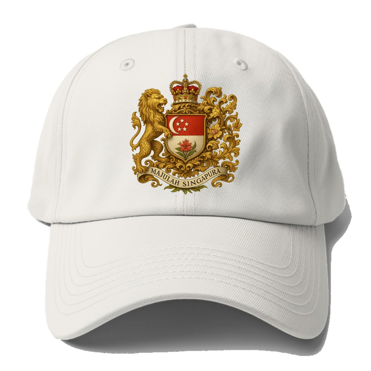 Singapore Merlion Emblem  - Baseball Cap - Off White