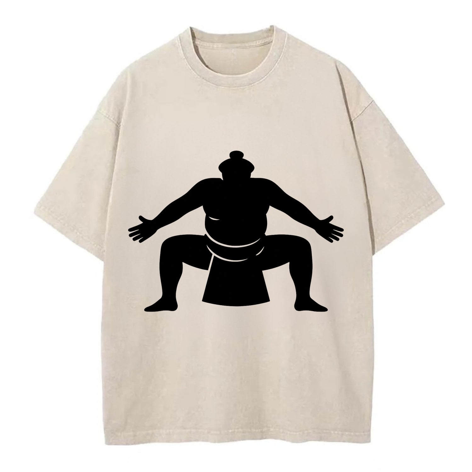 Japanese sumo wrestler ceremonial stance - Vintage T-shirt - Off White