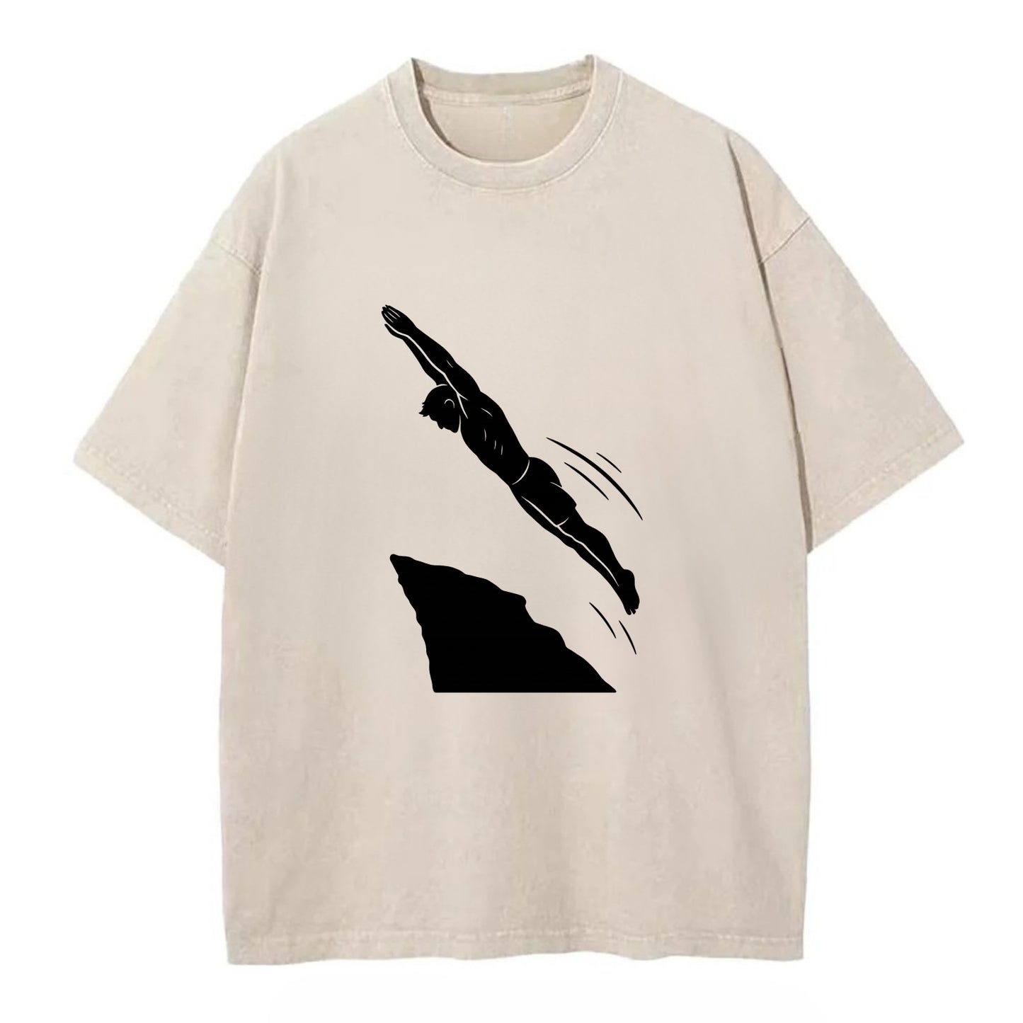 Cliff diver perfect form - Vintage T-shirt - Off White