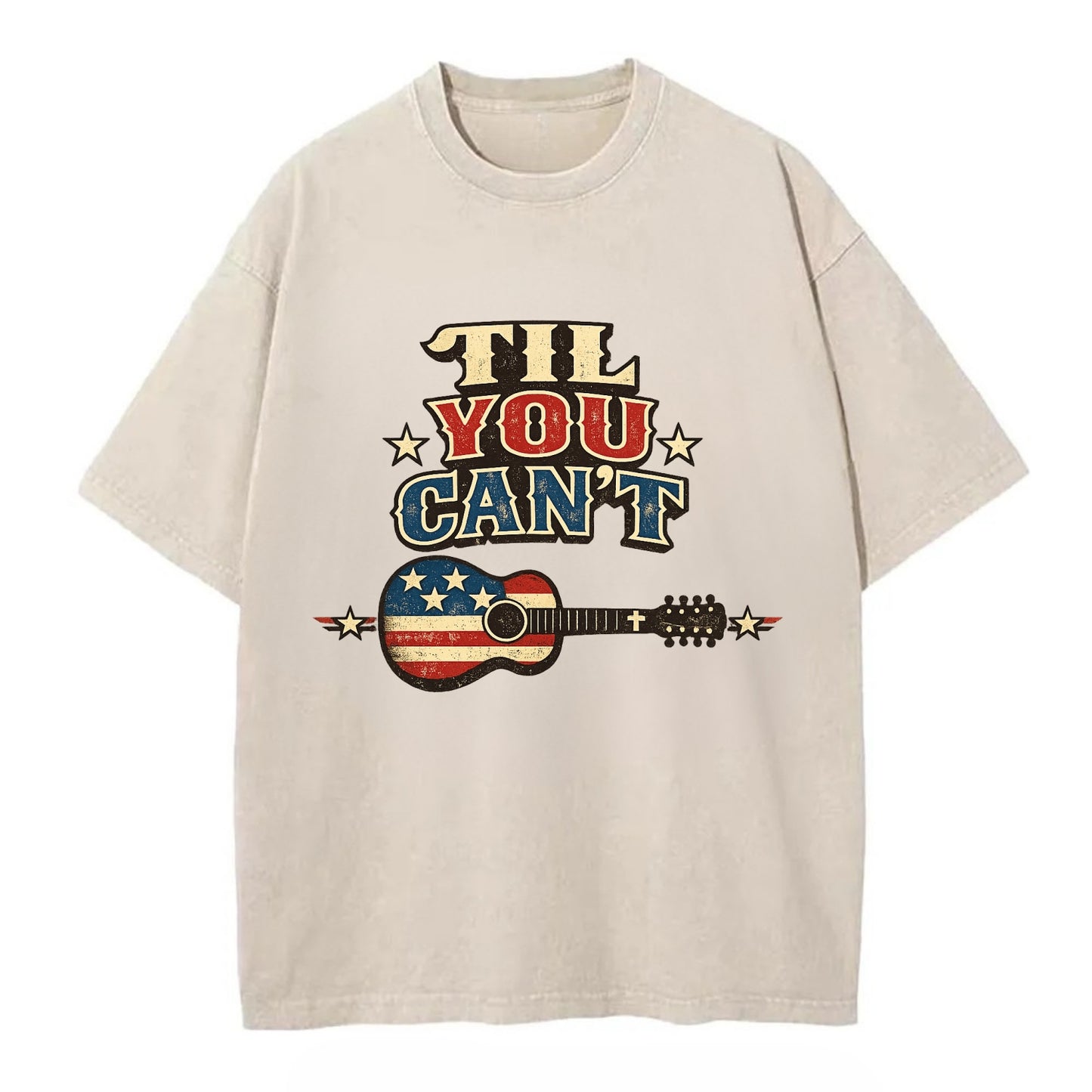 Til You Cant - Flag Guitar - Vintage T-shirt - Off White
