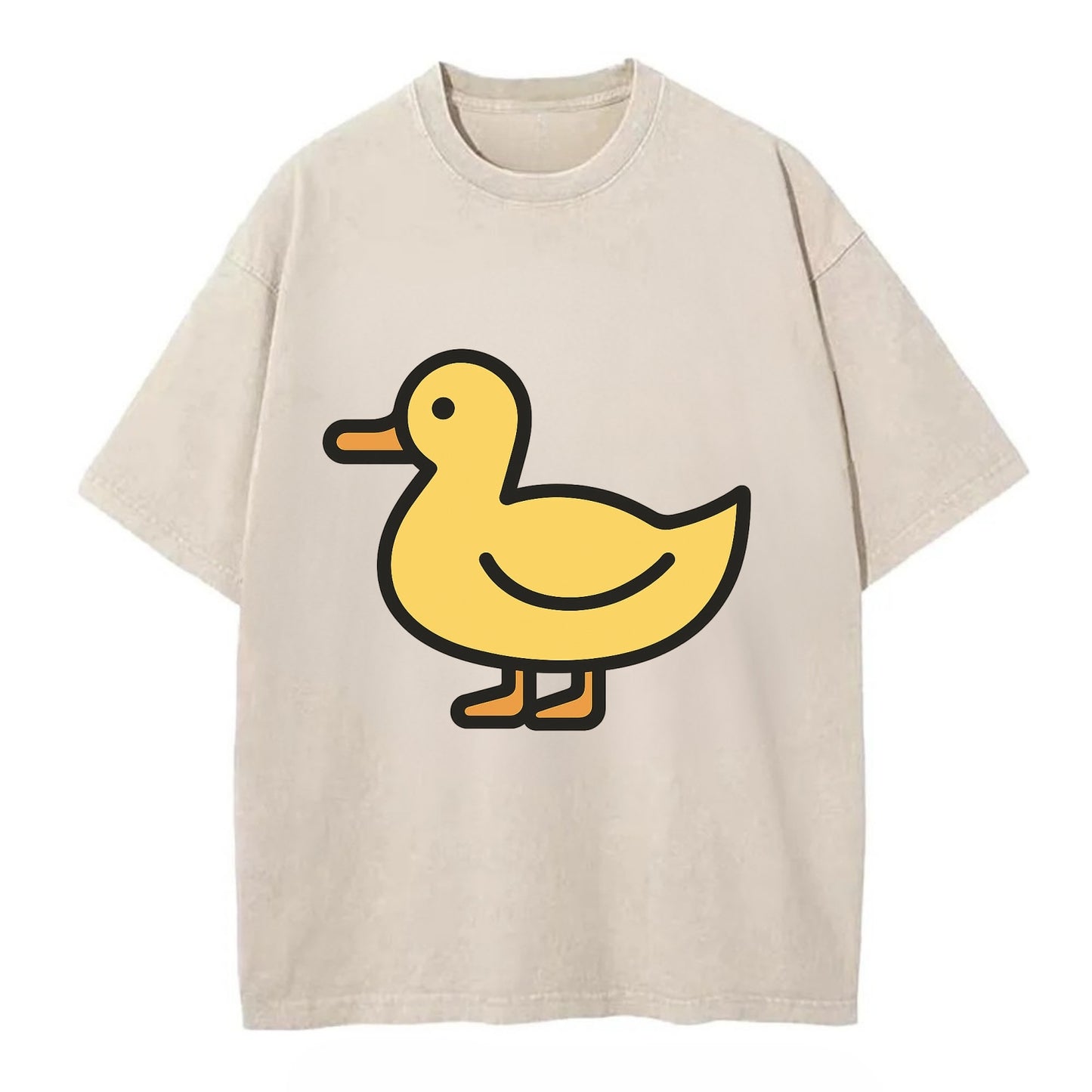 Duck - Yellow mallard flat side profile - Vintage T-shirt - Off White