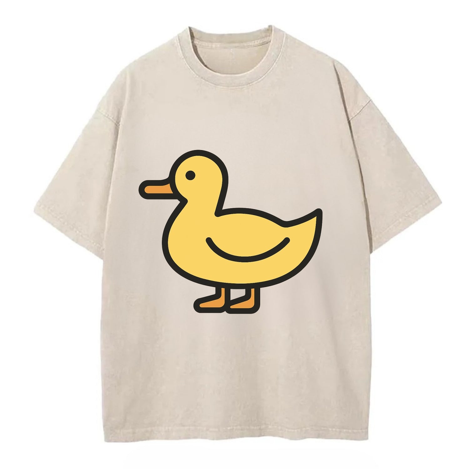Duck - Yellow mallard flat side profile - Vintage T-shirt - Off White