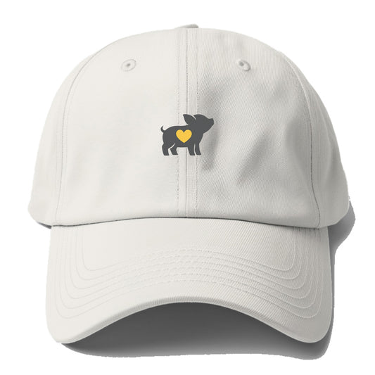 SMALL BUT BRAVE | Tiny piglet silhouette | Big heart within | Courage despite size | - Baseball Cap - Off White