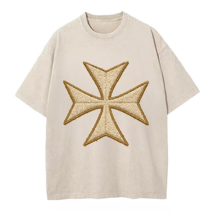 Hospitaller Cross  - Vintage T-shirt - Off White