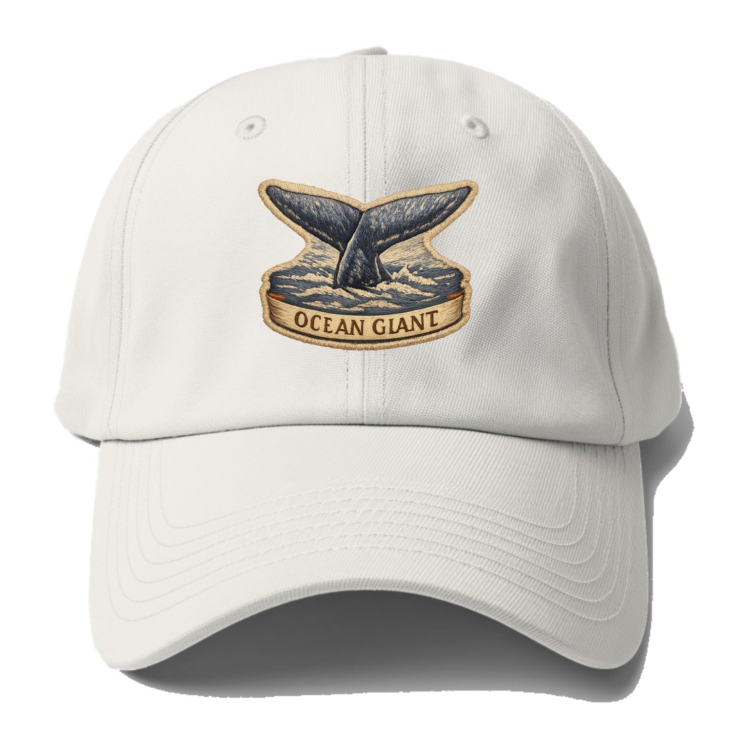 WHALE TAIL - diving whale in blue and gray , ocean giant - Baseball Cap - Off White