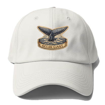 WHALE TAIL - diving whale in blue and gray , ocean giant - Baseball Cap - Off White
