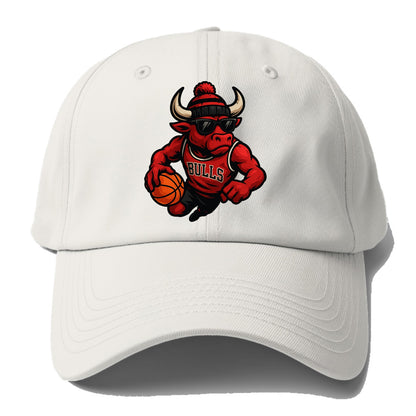 Chicago Bull wearing Bulls red and black beanie with horns design and - Baseball Cap For Big Heads - Off White