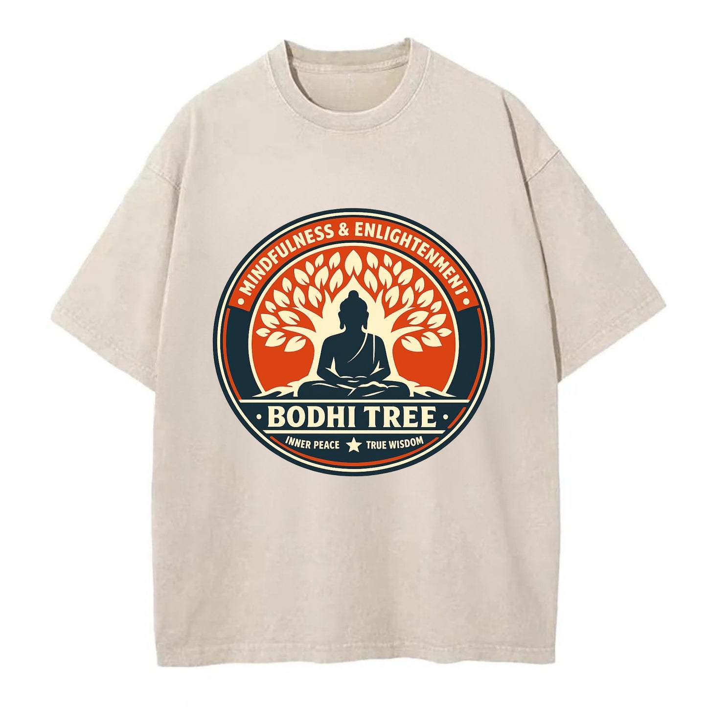 Zen Harmony Emblem - Vintage T-shirt - Off White